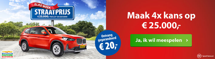 Zie direct of je € 50.000,- wint  en ontvang gegarandeerd € 20,-